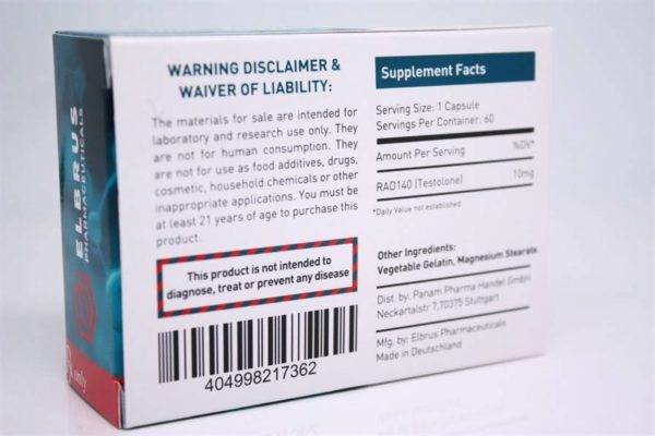 Testolone (RAD 140) (Elbrus Pharma) (60 Kapslar x 10mg) (Sarms) - Bild 3